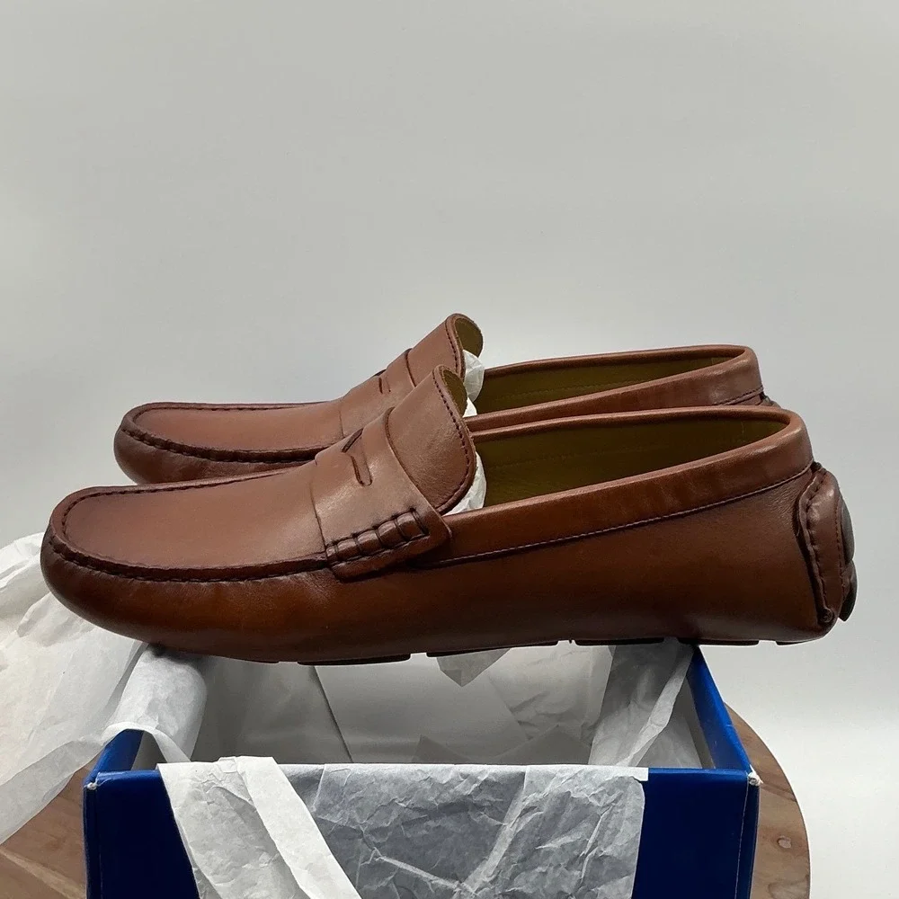 Vince Camuto Esmar Mens Brown Leather Penny Loafer Driving Mocs VY-ESMAR 9.5M